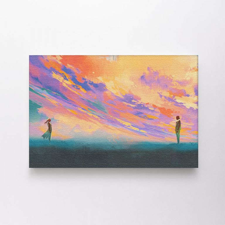 clean-landscape__canvas-01129-man-and-woman-standing-opposite-of-each-other-against-colorful-sky