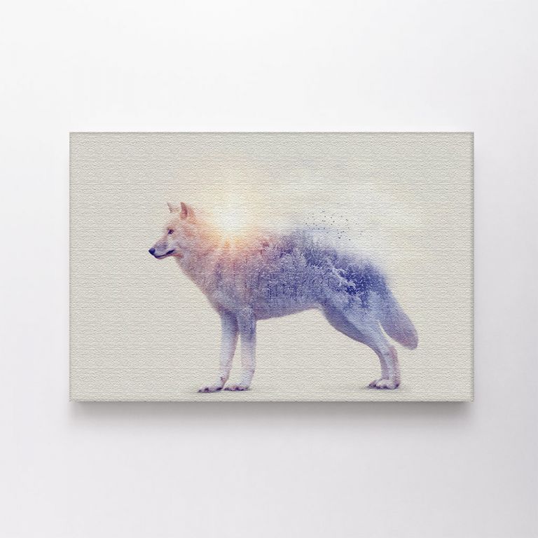 clean-landscape__canvas-03540-double-exposure-arctic-wolf-forest