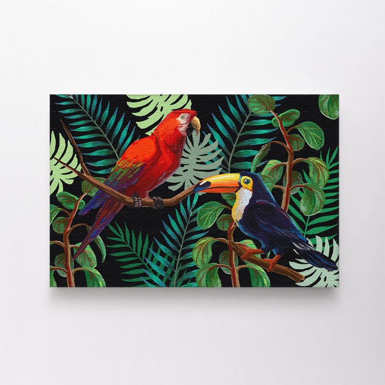 clean-landscape__canvas-03625-vector-painting-tropical-birds-plants-on-418880794