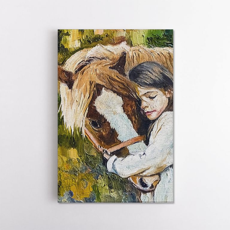 clean-portrait__canvas-13501-pretty-little-girl-hugs-her-friend-horse-in-the-bright-summer-day