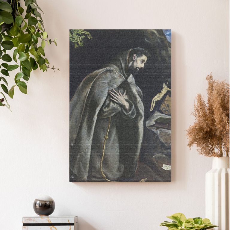 pinakas-se-kamva-kathetos-saloni-k-10058-el-greco-st-francis-in-pray