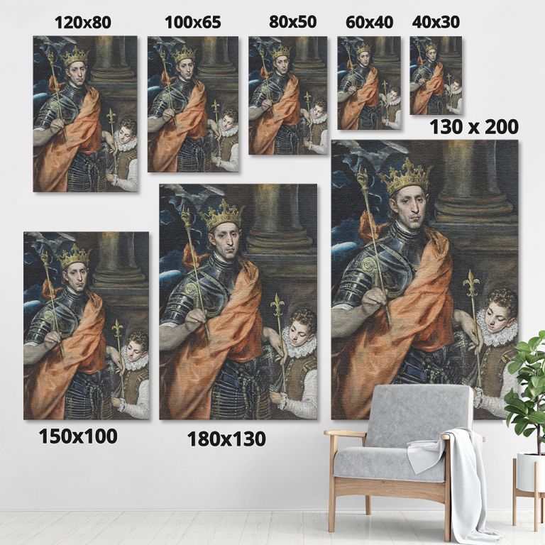 pinakas-se-kamva-kathetos-saloni-sizes-10055-el-greco-Saint-louis-roi-de-france