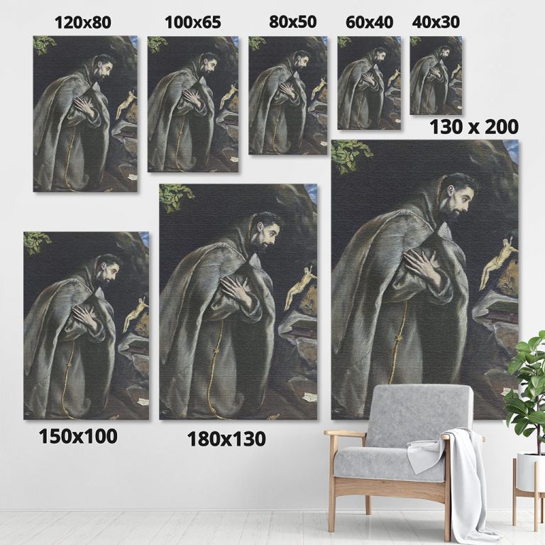 pinakas-se-kamva-kathetos-saloni-sizes-10058-el-greco-st-francis-in-pray