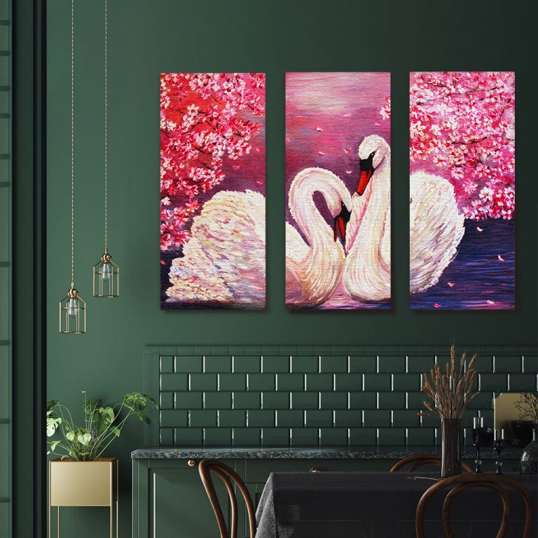 pinakas-se-kamva-orizontios-kouzina-i-03581-oil-painting-swan-pink-flowers