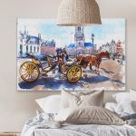 pinakas-se-kamva-orizontios-krevatokamara-b-03627-watercolor-carriage-scenery-historical-town-tourist-552991363