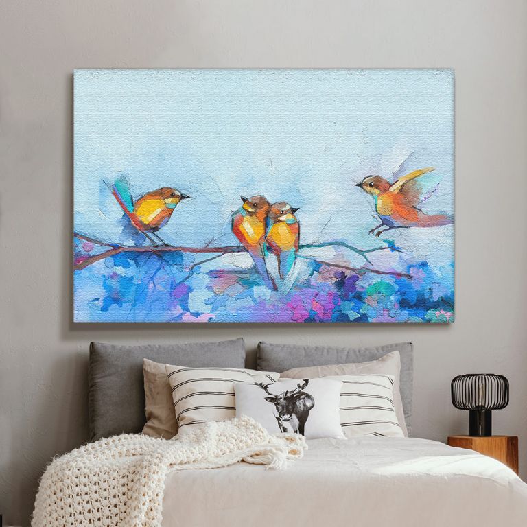 pinakas-se-kamva-orizontios-krevatokamara-k-01066-acrylic-painting-of-bird-and-spring-flower