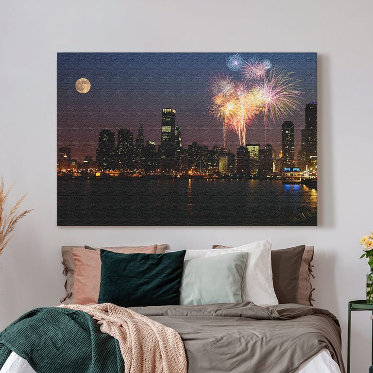 pinakas-se-kamva-orizontios-krevatokamara-n-01300-view-of-chicago-downtown-and-navy-pier-with-grand-fireworks-and-super-moon