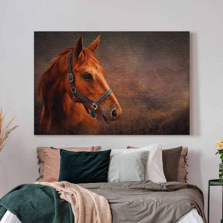 pinakas-se-kamva-orizontios-krevatokamara-n-03544-drawing-red-horse-portrait-oil-painting