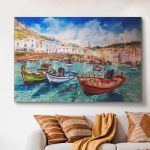 pinakas-se-kamva-orizontios-saloni-d-01275-fisherman-boats-at-sea-in-summer