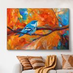 pinakas-se-kamva-orizontios-saloni-d-03500-oil-painting-of-blue-cerulean-warbler-song-bird