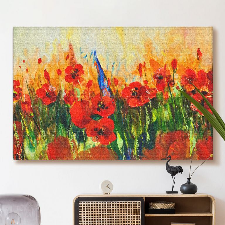 pinakas-se-kamva-orizontios-saloni-e-01058-poppy-flower-abstract-modern-painting-palette-knife