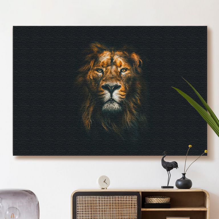 pinakas-se-kamva-orizontios-saloni-e-03595-portrait-beautiful-lion-dark