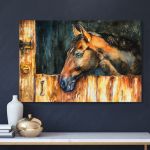 pinakas-se-kamva-orizontios-saloni-h-03558-head-horse-stable-picture-created-watercolors