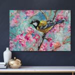 pinakas-se-kamva-orizontios-saloni-h-03617-titmouse-spring-blooming-cherry-orchard-flowers-1357946384