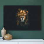 pinakas-se-kamva-orizontios-saloni-i-03595-portrait-beautiful-lion-dark