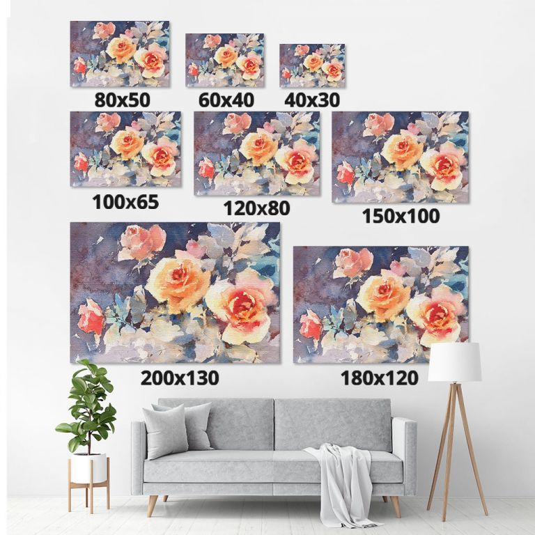 pinakas-se-kamva-orizontios-saloni-m-01039-watercolor-roses-flowers