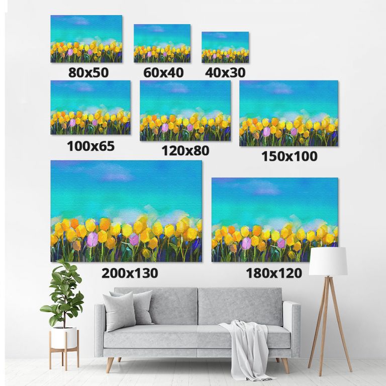 pinakas-se-kamva-orizontios-saloni-m-01053-yellow-and-violet-tulip-flowers