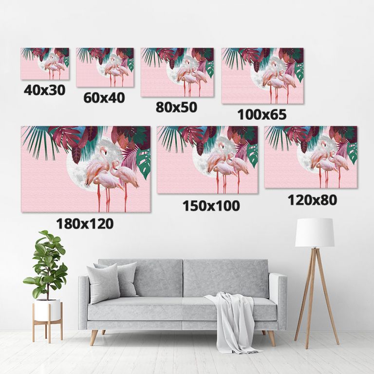 pinakas-se-kamva-orizontios-saloni-m-03573-moon-flamingo-background-design-tropical-leaves