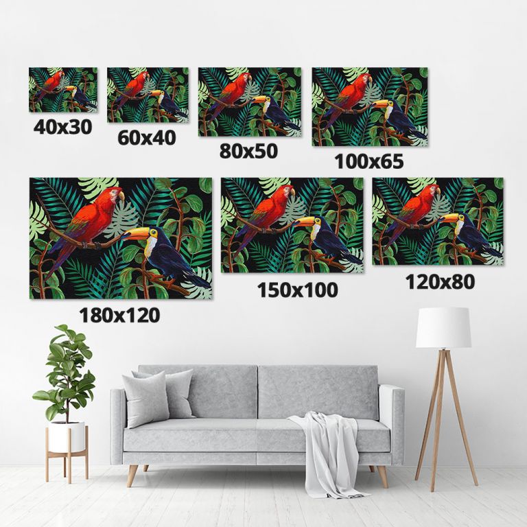 pinakas-se-kamva-orizontios-saloni-m-03625-vector-painting-tropical-birds-plants-on-418880794