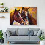 pinakas-se-kamva-orizontios-saloni-o-03585-original-pastel-painting-on-cardboard-horses