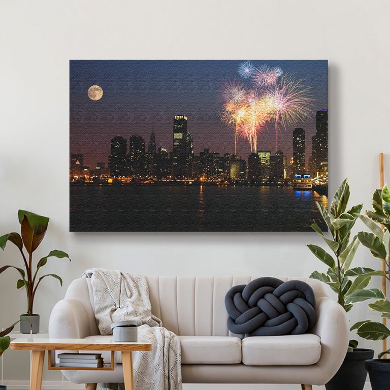 pinakas-se-kamva-orizontios-saloni-q-01300-view-of-chicago-downtown-and-navy-pier-with-grand-fireworks-and-super-moon