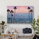 pinakas-se-kamva-orizontios-saloni-q-01561-beautiful-sunset-los-angeles-downtown-skyline