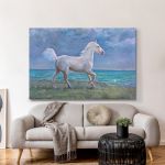 pinakas-se-kamva-orizontios-saloni-r-01135-white-horse-galloping-on-shore