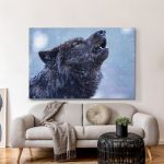 pinakas-se-kamva-orizontios-saloni-r-03560-howling-canadian-wolf-winter-against-background