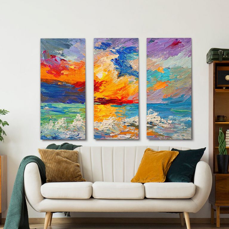 pinakas-se-kamva-orizontios-saloni-c-01397-oil-painting-sea-multicolored-sunset-on