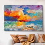 pinakas-se-kamva-orizontios-saloni-d-01397-oil-painting-sea-multicolored-sunset-on