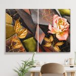 pinakas-se-kamva-orizontios-saloni-f-05514-hand-drawn-oil-painting-triptych-flower