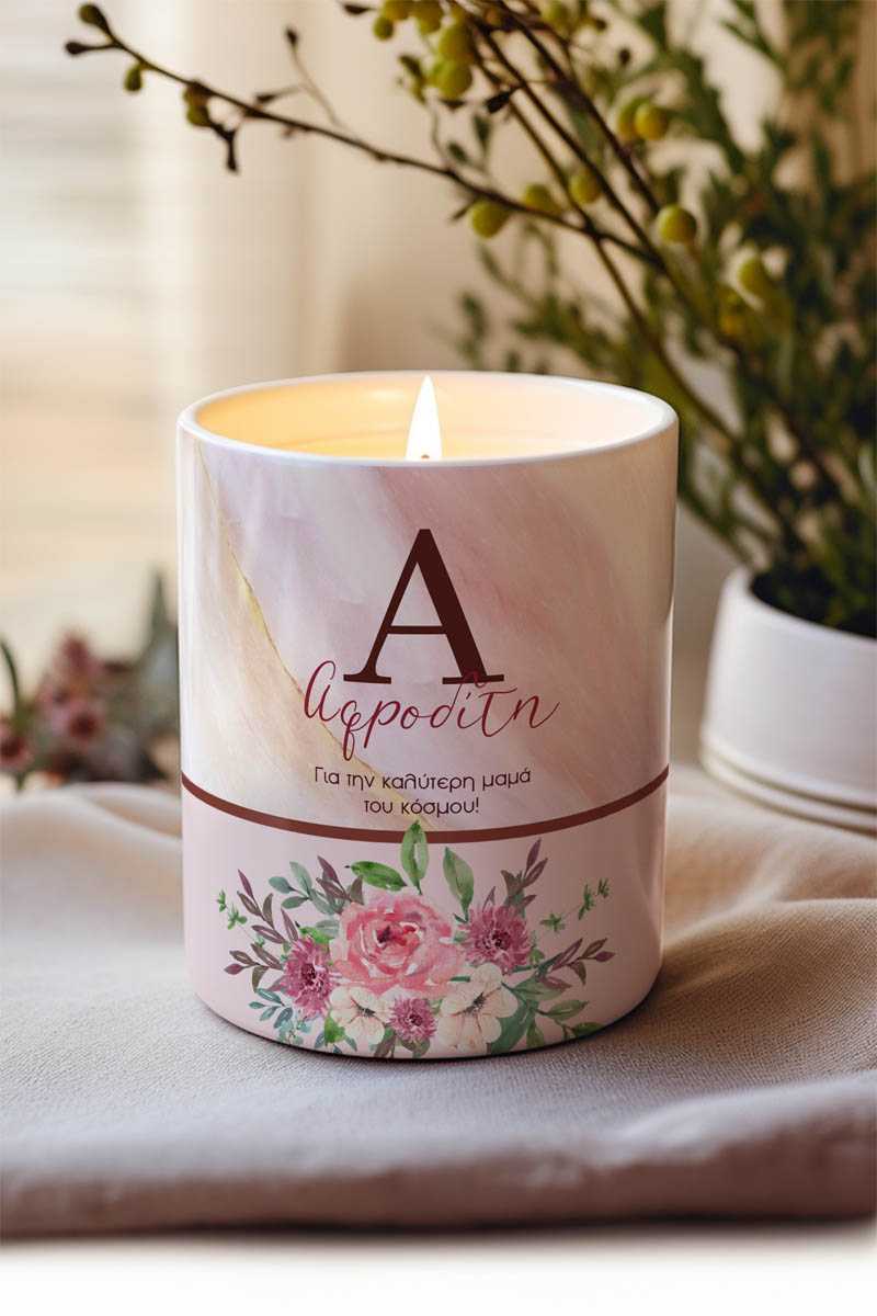 Αρωματικό Κερί, Χειροποίητο με Άρωμα Vanilla Cream, Floral Mom